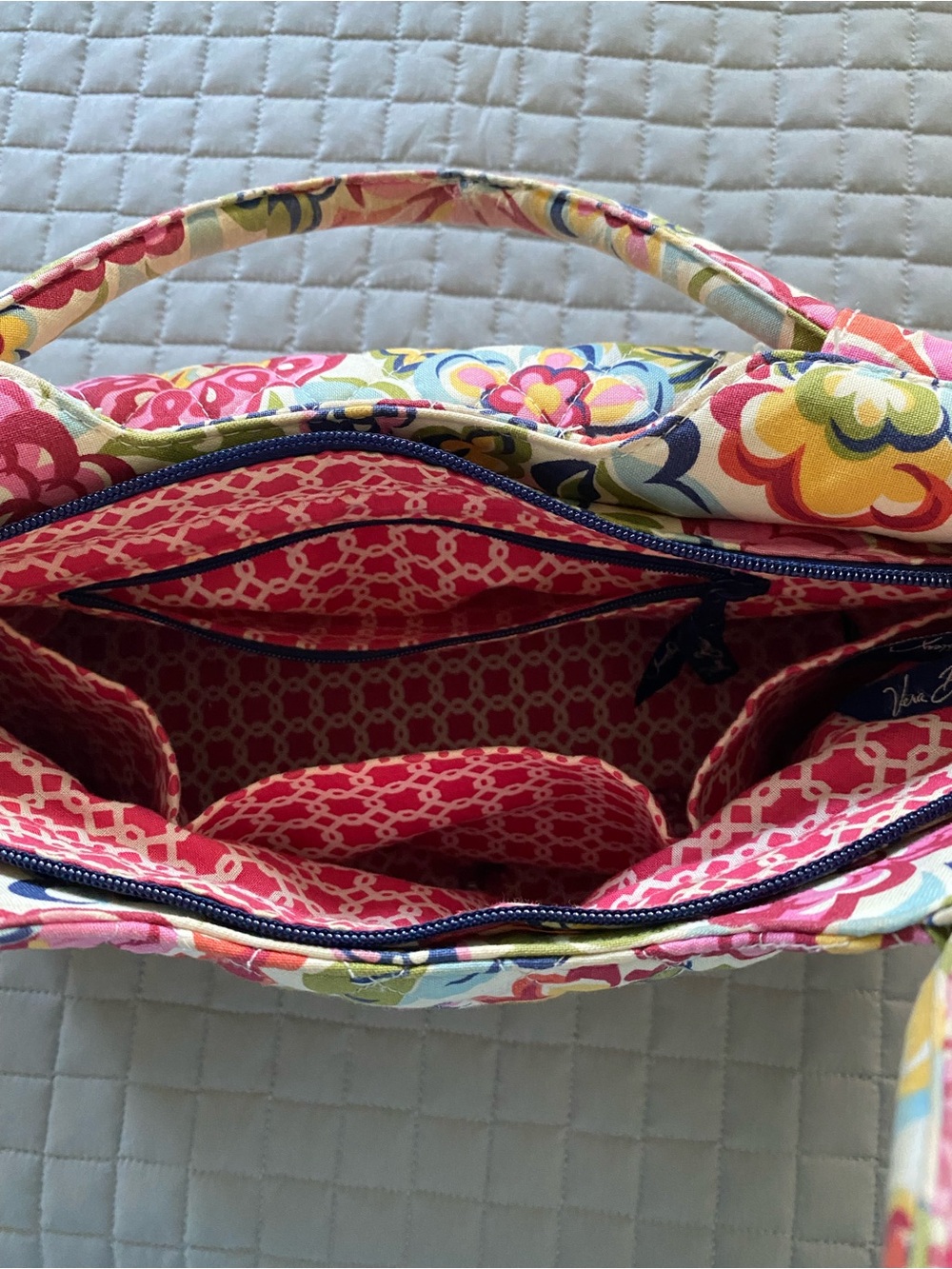 Vera Bradley Floral Quilted Tote in Pink, Yellow, Blue